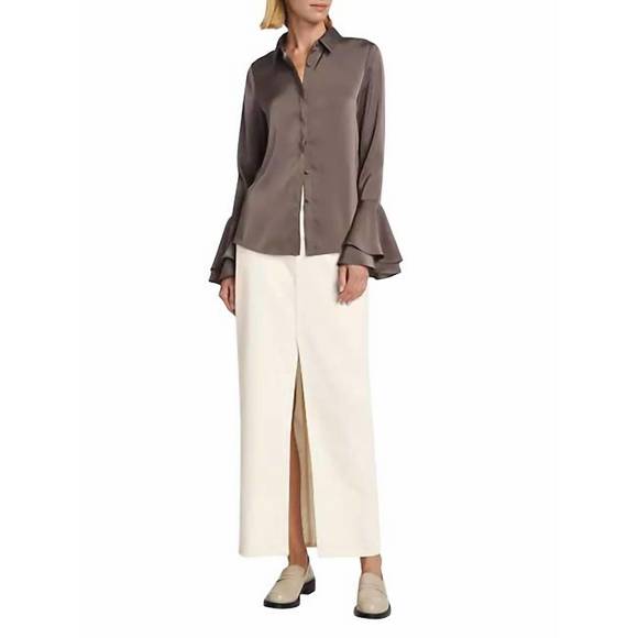 NEW DEREK LAM 10 CROSBY selma blouse in dark truffle - Picture 1 of 3